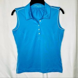 Nike Golf Dri-Fit Womens Teal and White Sleeveless Polo Size Small